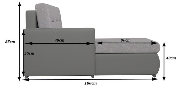 Rohová sedačka s rozkladom a úložným priestorom Otelo P - sivá (Berlin 01) / biela (Soft 17)