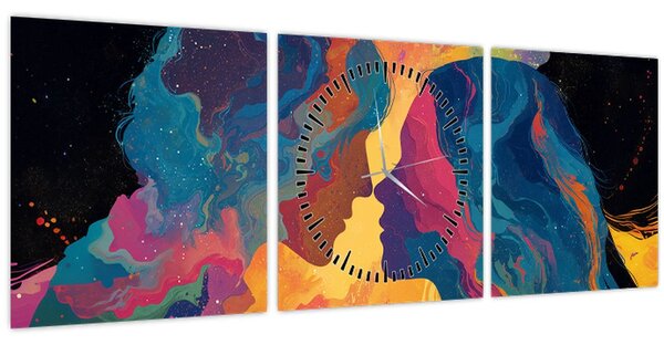 Obraz - Vesmírna láska (s hodinami) (90x30 cm)