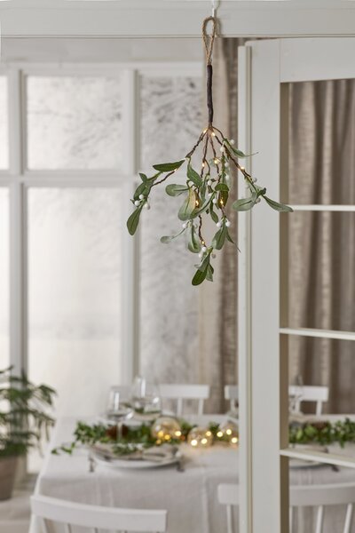 Vianočné LED dekorácie svietiace imelo Mistel 35 cm