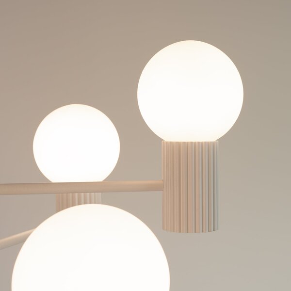 Luster Halo, 6x biele sklenené tienidlo, be