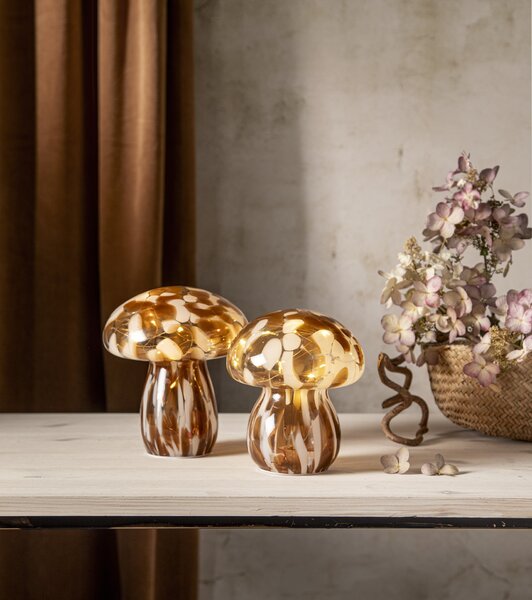 Svetelná LED dekorácia Funghi Brown Glass 17 cm