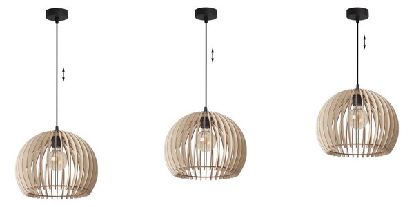 Závesné svietidlo Timber 6, 1x drevené tienidlo, (fi 32 cm)