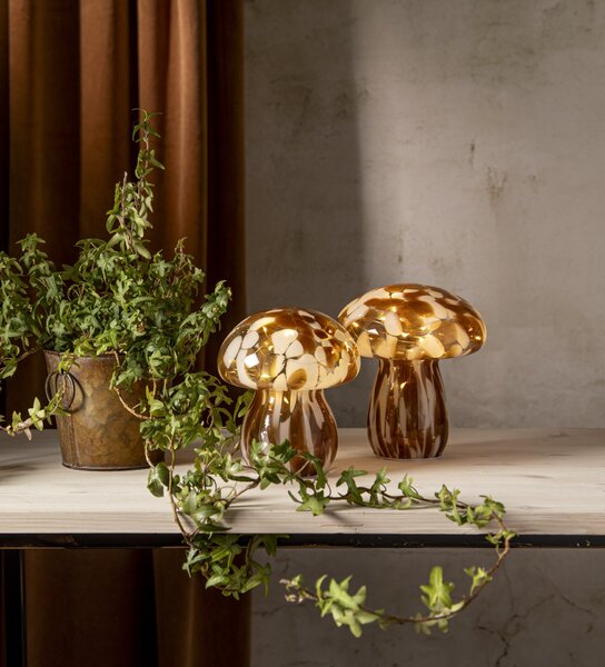Svetelná LED dekorácia Funghi Brown Glass 15 cm