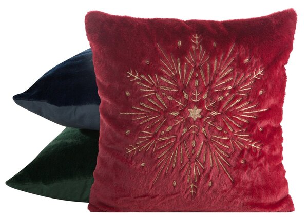 CHLPATÁ VIANOČNÁ DEKORAČNÁ OBLIEČKA NA VANKÚŠ SNOWFLAKE 45X45 VZOROVANÁ