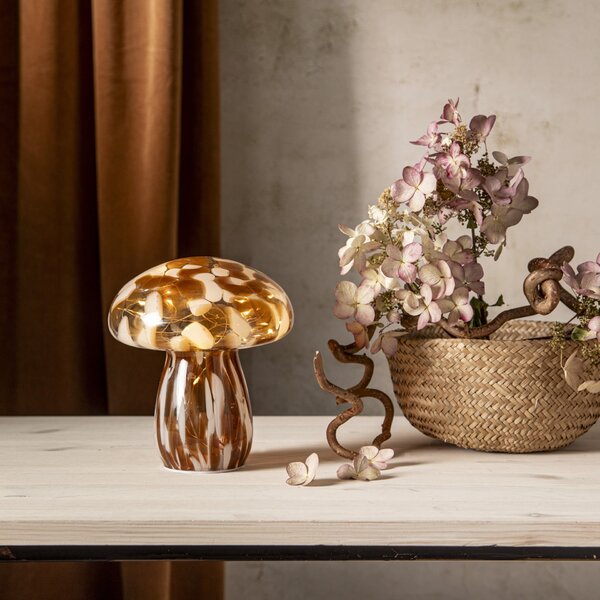 Svetelná LED dekorácia Funghi Brown Glass 17 cm