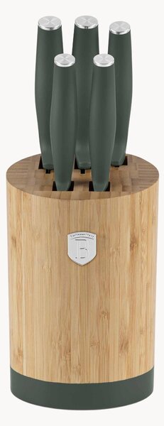 Kuchynské nože's bambusovým stojanom Matte Green, 6 ks