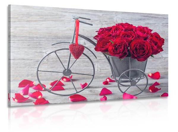 Obraz bicykel plný ruží