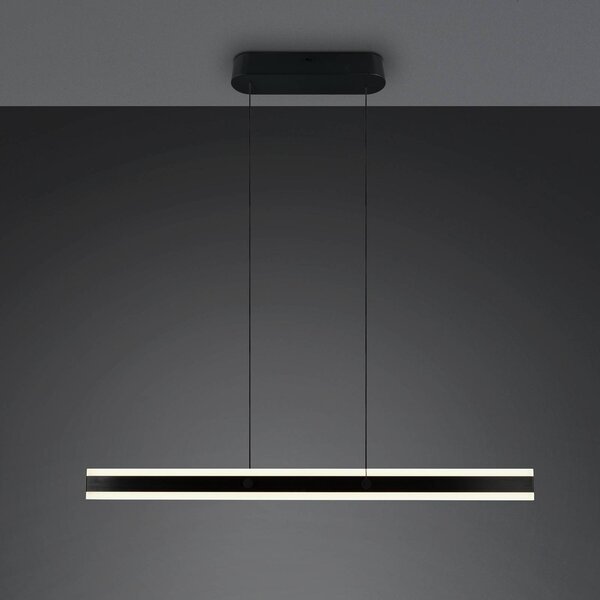 LED závesné svietidlo Arcola, čierna, dĺžka 115 cm, 2-pl., Čierna, Obývacia izba / jedáleň, kov, Moderný, Závesné svietidlo