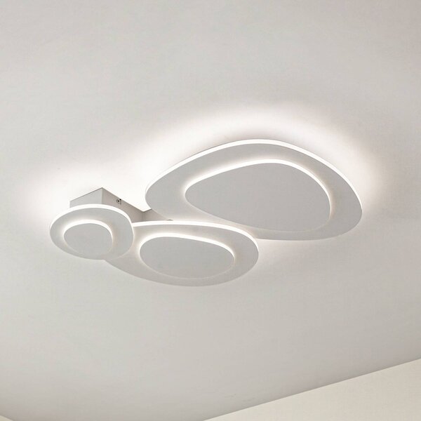 Stropné LED svetlo Lindby Delar, 60 x cm, stmievateľné, Biela / opálová, Obývacia izba / jedáleň, Plast, Moderný, Stropné svetlo