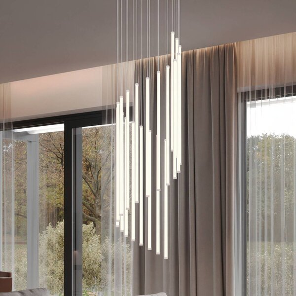 LED závesné svietidlo Baxter, svetlošedá, Ø 37 cm, kov stmievateľné, Hliník / sivá / zinok, Obývacia izba / jedáleň, kov, Moderný, Závesné svietidlo