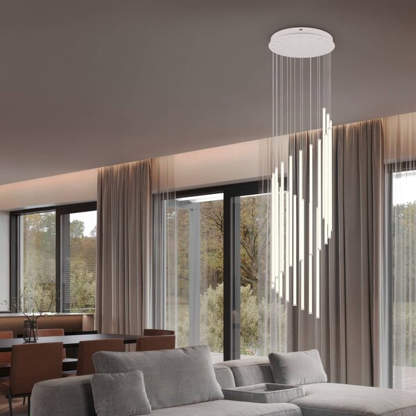 LED závesné svietidlo Baxter, svetlošedá, Ø 37 cm, kov stmievateľné, Hliník / sivá / zinok, Obývacia izba / jedáleň, kov, Moderný, Závesné svietidlo