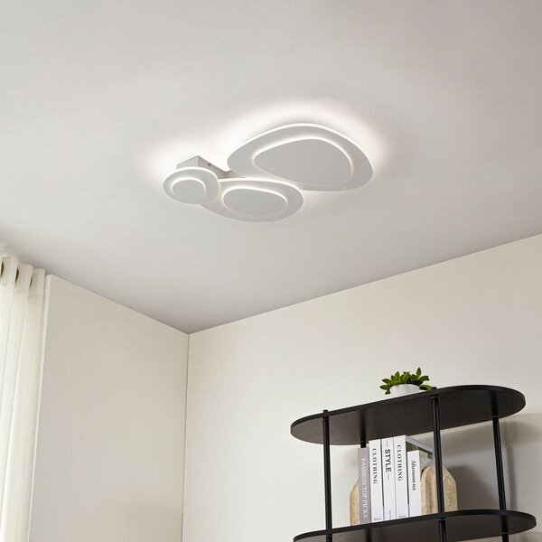 Stropné LED svetlo Lindby Delar, 60 x cm, stmievateľné, Biela / opálová, Obývacia izba / jedáleň, Plast, Moderný, Stropné svetlo