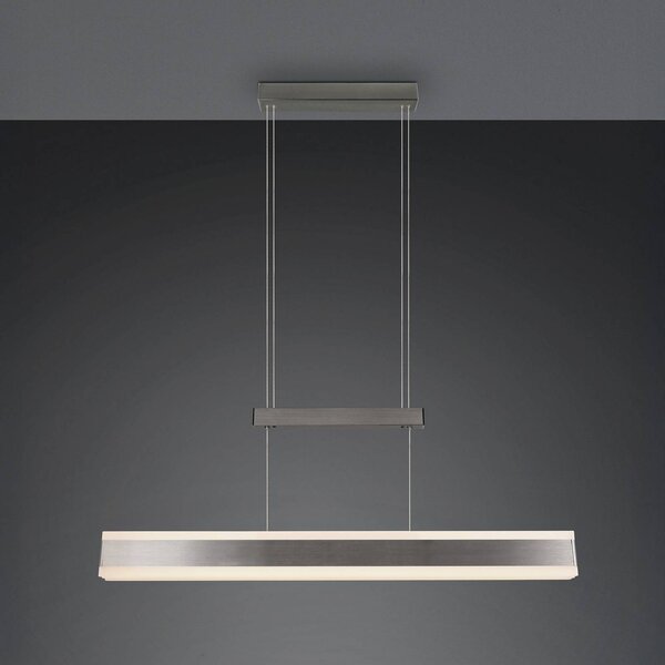 LED závesné svietidlo Arcola, niklová farba, 152 cm, dotykový stmievač, Hliník / sivá / zinok, Obývacia izba / jedáleň, kov, Moderný, Závesné svietidlo