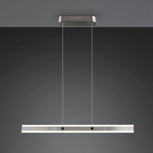 LED závesné svietidlo Arcola, niklová farba, dĺžka 115 cm 2-pl., Hliník / sivá / zinok, Obývacia izba / jedáleň, kov, Moderný, Závesné svietidlo