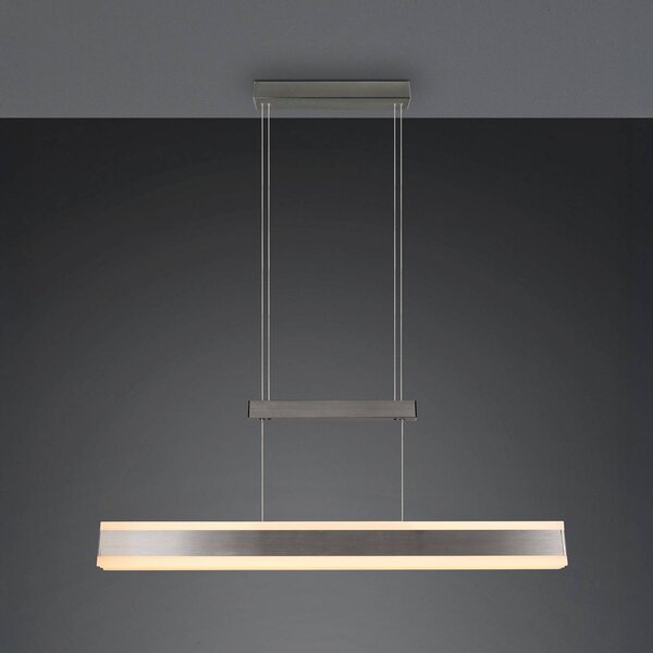 LED závesné svietidlo Arcola, niklová farba, 152 cm, dotykový stmievač, Hliník / sivá / zinok, Obývacia izba / jedáleň, kov, Moderný, Závesné svietidlo