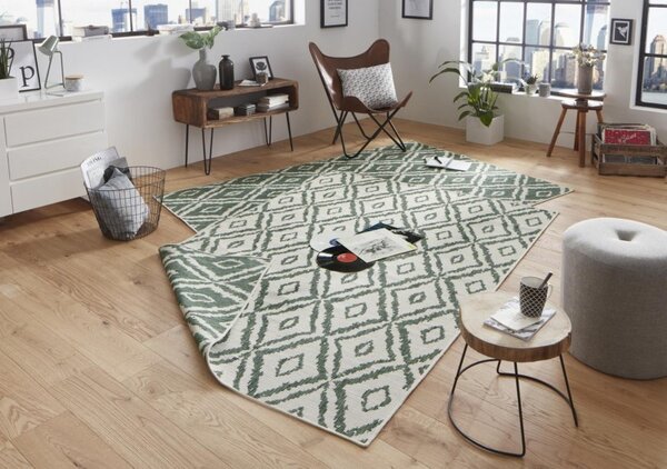 NORTHRUGS - Hanse Home koberce Kusový koberec Twin-Wendeteppiche 103136 grün creme - 80x150 cm