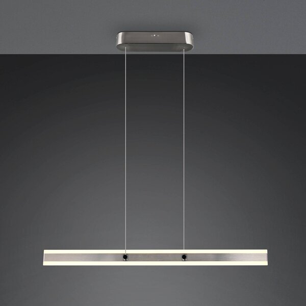 LED závesné svietidlo Arcola, niklová farba, dĺžka 115 cm 2-pl., Hliník / sivá / zinok, Obývacia izba / jedáleň, kov, Moderný, Závesné svietidlo