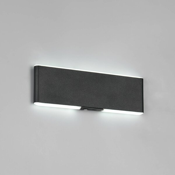 Trio Lighting LED akumulátorové nástenné svetlo Conchita, šírka 22 cm, čierna, kovová, Čierna, Obývacia izba / jedáleň, kov, Moderný, Nástenné svietidlo