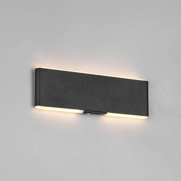 Trio Lighting LED akumulátorové nástenné svetlo Conchita, šírka 22 cm, čierna, kovová, Čierna, Obývacia izba / jedáleň, kov, Moderný, Nástenné svietidlo