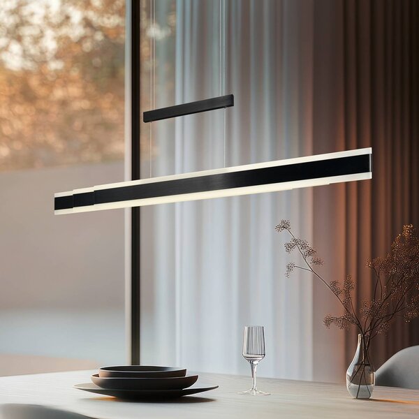 LED závesné svietidlo Arcola čierna, dĺžka 152 cm, dotykový stmievač,, Čierna, Obývacia izba / jedáleň, kov, Moderný, Závesné svietidlo