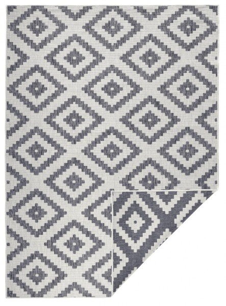 NORTHRUGS Kusový koberec Twin-Wendeteppiche 103132 grau creme – na von aj na doma - 200x290 cm