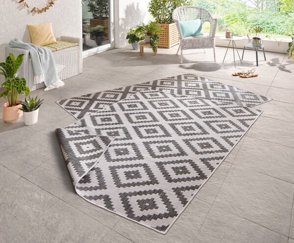 NORTHRUGS Kusový koberec Twin-Wendeteppiche 103132 grau creme – na von aj na doma - 200x290 cm