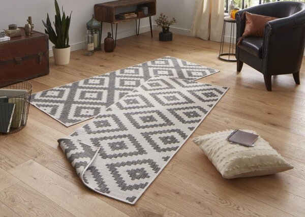 NORTHRUGS Kusový koberec Twin-Wendeteppiche 103132 grau creme – na von aj na doma - 200x290 cm