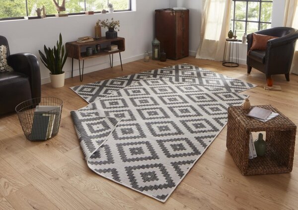 NORTHRUGS Kusový koberec Twin-Wendeteppiche 103132 grau creme – na von aj na doma - 200x290 cm
