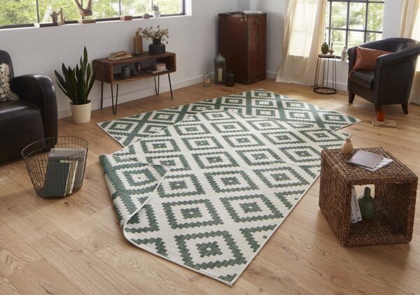 Hanse Home , Kusový koberec Twin-Wendeteppiche 103131 grün creme – na von aj na doma, 80x350, zelená, chodba / predsieň