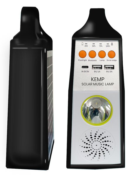 Multifunkčná solárna LED lampa s reproduktorom a powerbankou Kemp