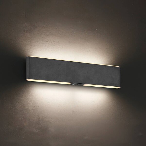 Trio Lighting LED akumulátorové nástenné svetlo Conchita, šírka 32 cm, čierna, kovová, Čierna, Obývacia izba / jedáleň, kov, Moderný, Nástenné svietidlo