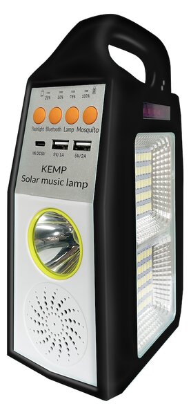 Multifunkčná solárna LED lampa s reproduktorom a powerbankou Kemp