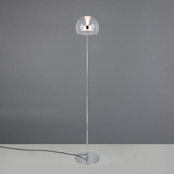 LED stojacia lampa Flynt, výška 130 cm, chrómová farba, kov,, Chrómová / strieborná, Obývacia izba / jedáleň, kov, Moderný, Stojaca lampa