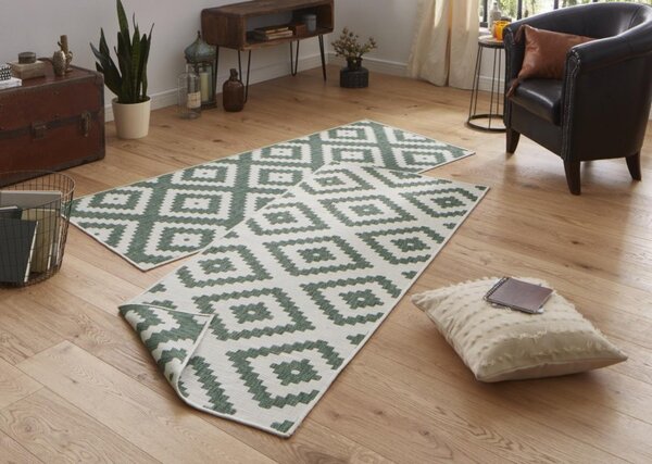 Hanse Home , Kusový koberec Twin-Wendeteppiche 103131 grün creme – na von aj na doma, 80x350, zelená, chodba / predsieň