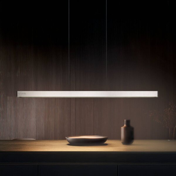 LED závesné svietidlo Donegal, niklová farba, dĺžka 150 cm,, Hliník / sivá / zinok, Obývacia izba / jedáleň, kov, Moderný, Závesné svietidlo