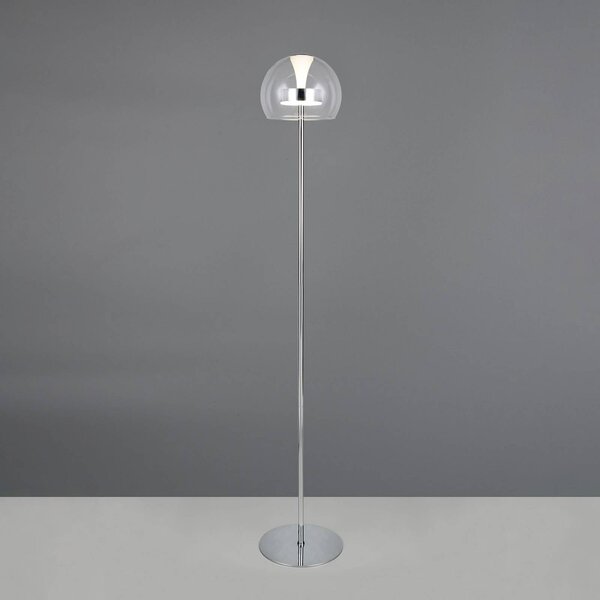 LED stojacia lampa Flynt, výška 130 cm, chrómová farba, kov,, Chrómová / strieborná, Obývacia izba / jedáleň, kov, Moderný, Stojaca lampa