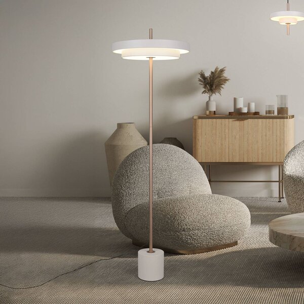 LED stojacia lampa Keaton, svetlošedá, výška 138 cm, kov,, Hliník / sivá / zinok, Obývacia izba / jedáleň, kov