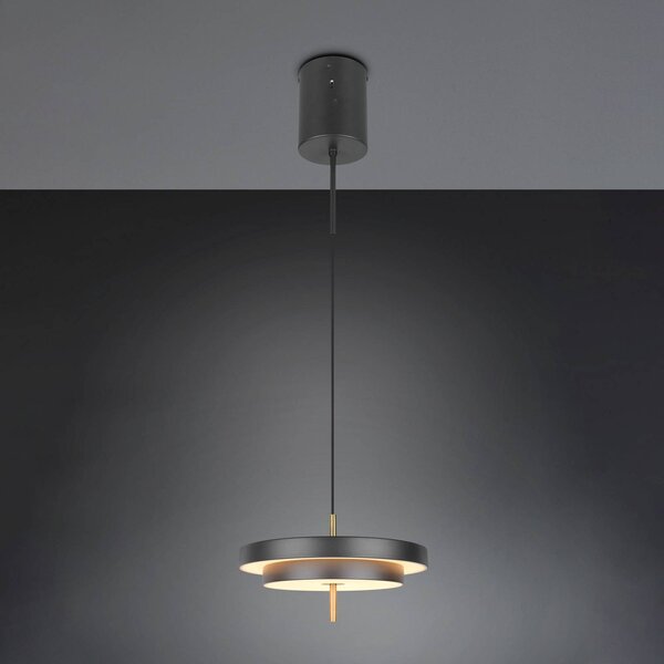 LED závesné svietidlo Keaton, čierna/zlatá, Ø 40 cm,, Čierna, Obývacia izba / jedáleň, kov, Závesné svietidlo