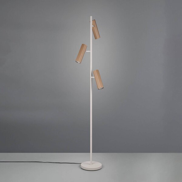 Stojacia lampa Soka, hnedá/sivá, výška 150 cm, kov, 3-pl., Hnedá / hrdzavá, Obývacia izba / jedáleň, kov, Moderný