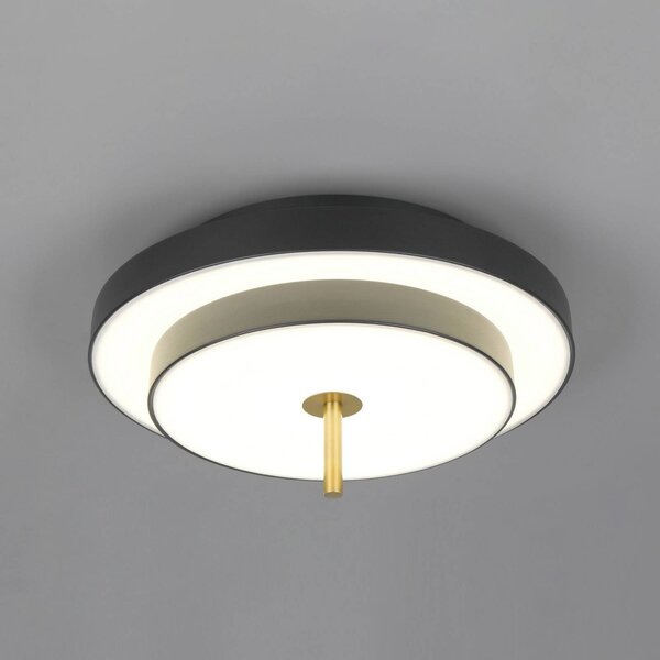 Stropné LED svetlo Keaton, čierna/zlatá farba, Ø 40 cm,, Čierna, Obývacia izba / jedáleň, kov