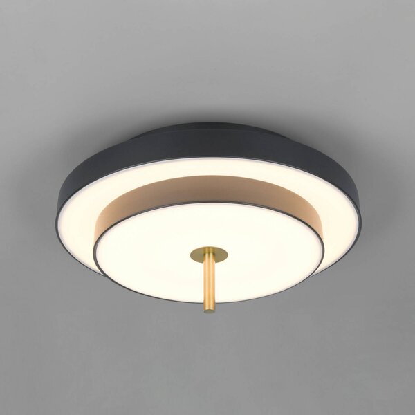 Stropné LED svetlo Keaton, čierna/zlatá farba, Ø 40 cm,, Čierna, Obývacia izba / jedáleň, kov