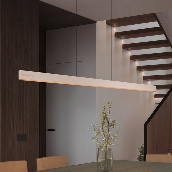 LED závesné svietidlo Donegal, béžová farba, dĺžka 150 cm,, Krémová / jantárovo žltá, Obývacia izba / jedáleň, kov, Moderný, Závesné svietidlo