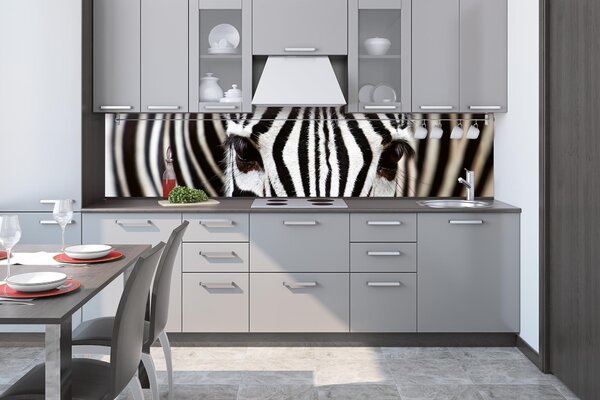 DIMEX | Fototapeta do kuchyne Zebra KI-260-016 | 260 x 60 cm | čiernobiela