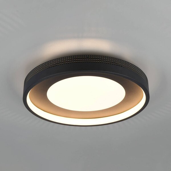 Stropné LED svetlo Solea, čierne matné, Ø 40 cm, plast, Čierna, Obývacia izba / jedáleň, Plast, Moderný, Závesné svietidlo