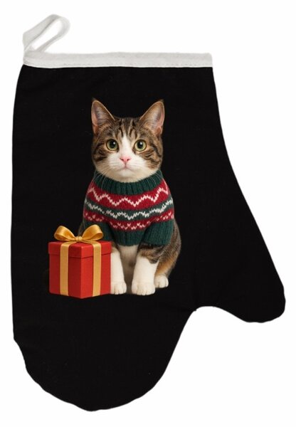 Vianočná kuchynská rukavica Meow EMI, čierna