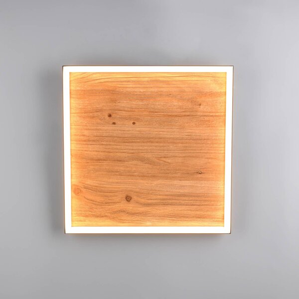 Stropné LED svetlo Kalea, dĺžka 45 cm, farba dreva, drevo, Svetlé drevo, Obývacia izba / jedáleň, Drevo, Stropné svetlo
