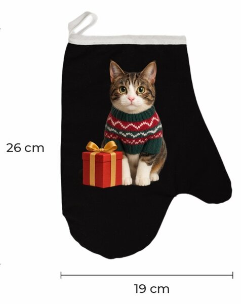Vianočná kuchynská rukavica Meow EMI, čierna