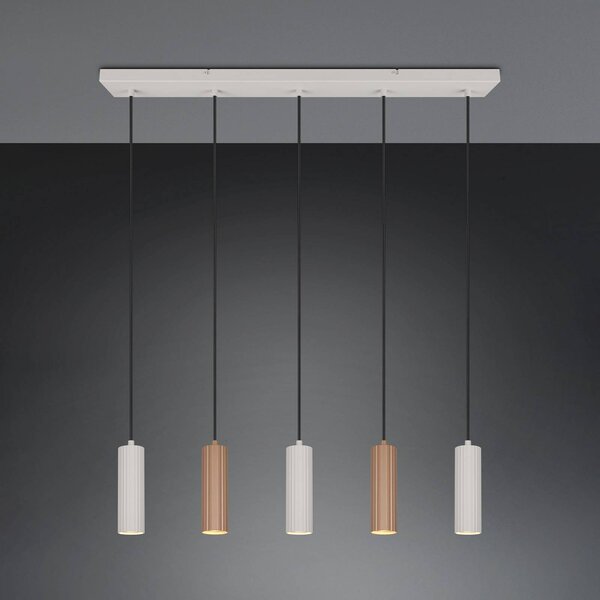 Trio Lighting Závesné svietidlo Soka, hnedá/sivá, dĺžka 85 cm, kov, 5-pl., Hnedá / hrdzavá, Obývacia izba / jedáleň, kov, Moderný, Závesné svietidlo