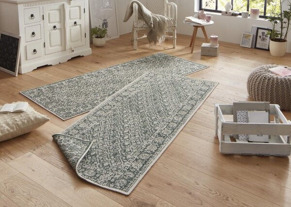 Hanse Home , Kusový koberec Twin-Wendeteppiche 103115 grün creme – na von aj na doma, 80x250, zelená, chodba / predsieň