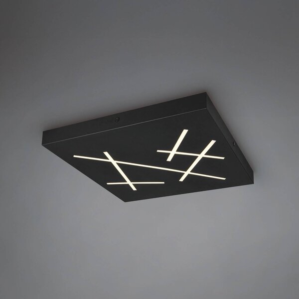 Stropné LED svetlo Snip, čierne matné, dĺžka 50 cm, kov,, Čierna, Obývacia izba / jedáleň, kov, Moderný, Stropné svetlo